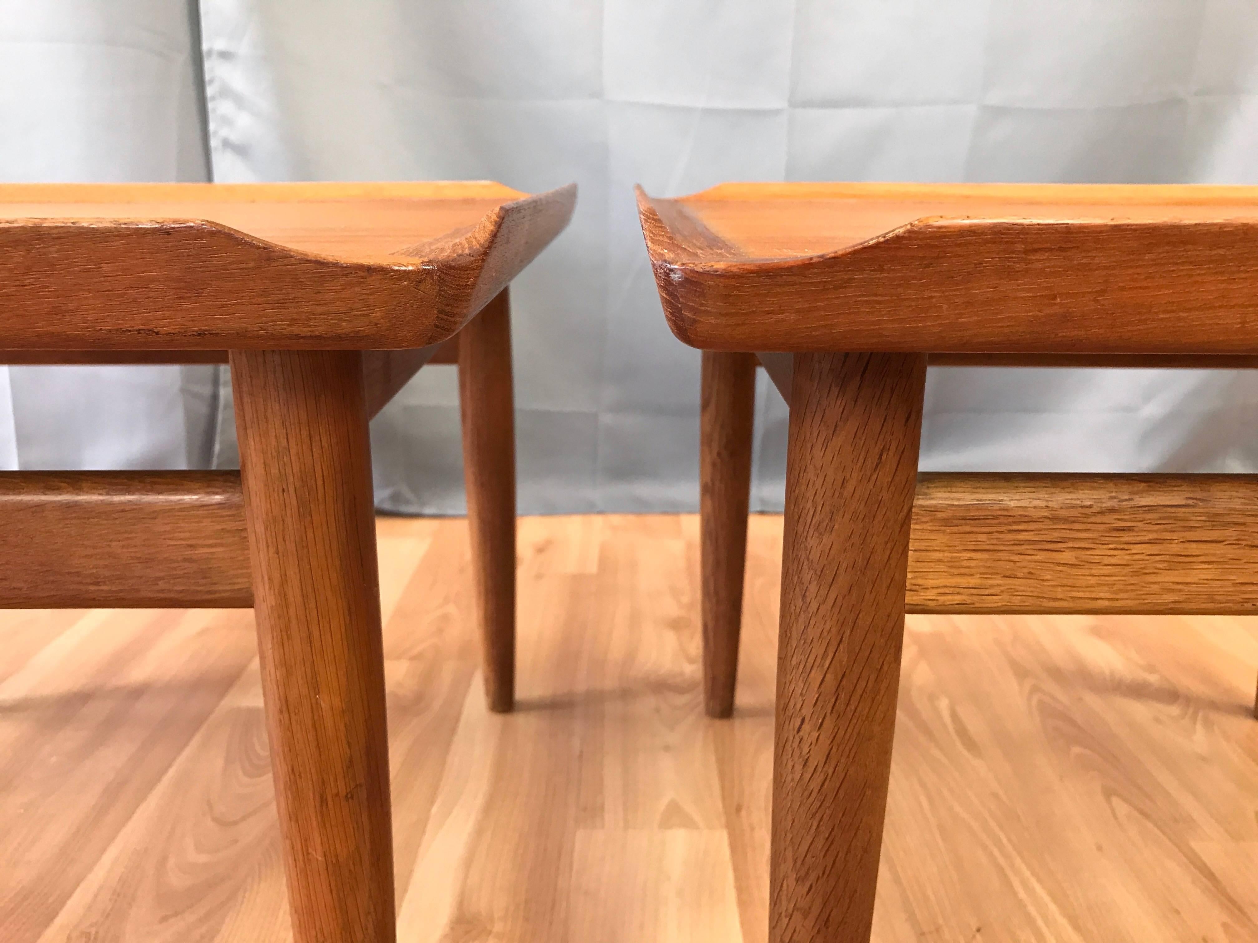 Pair of Kurt Østervig for Jason Møbler Teak and Oak Side Tables 4