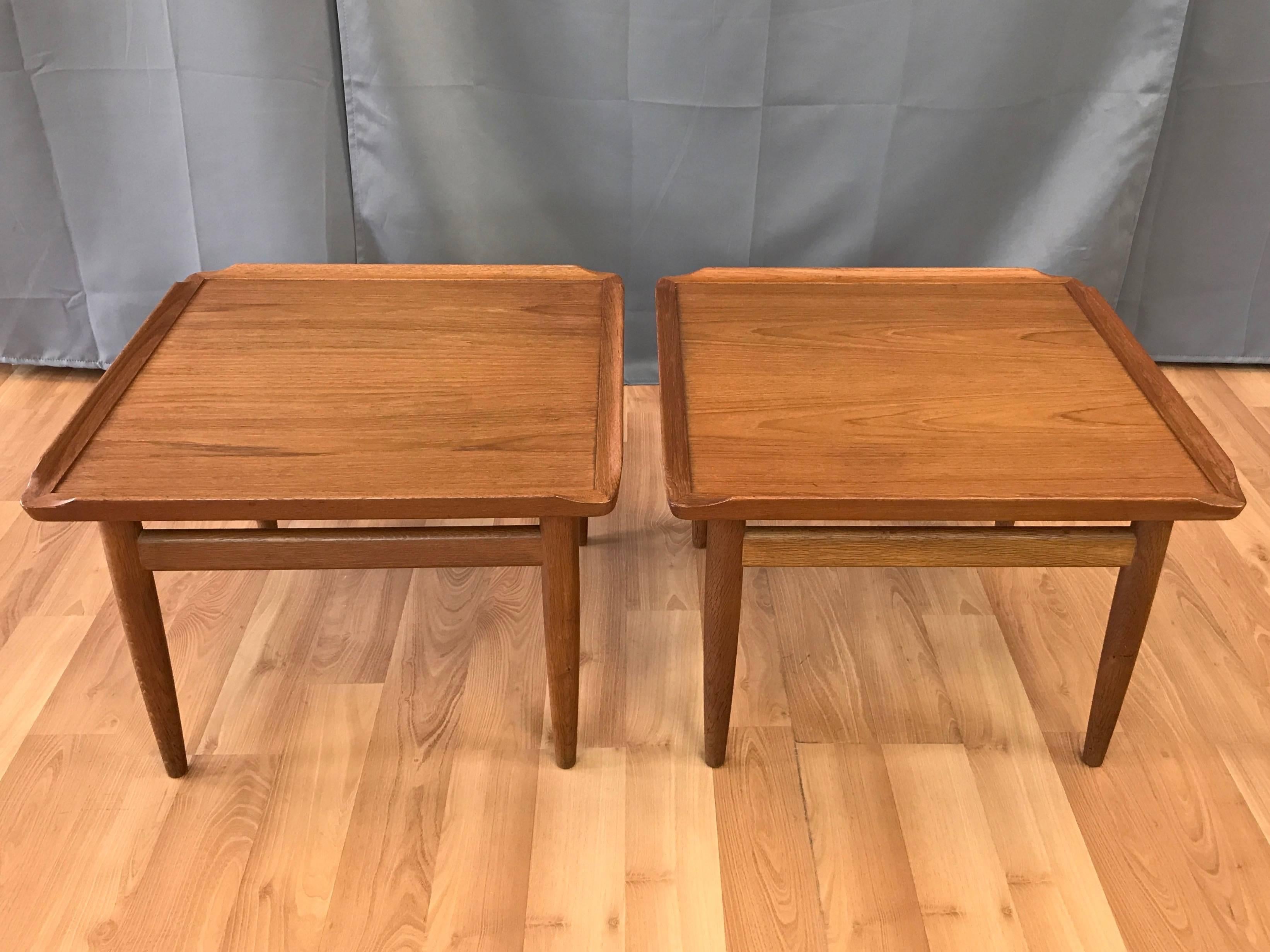 Scandinavian Modern Pair of Kurt Østervig for Jason Møbler Teak and Oak Side Tables