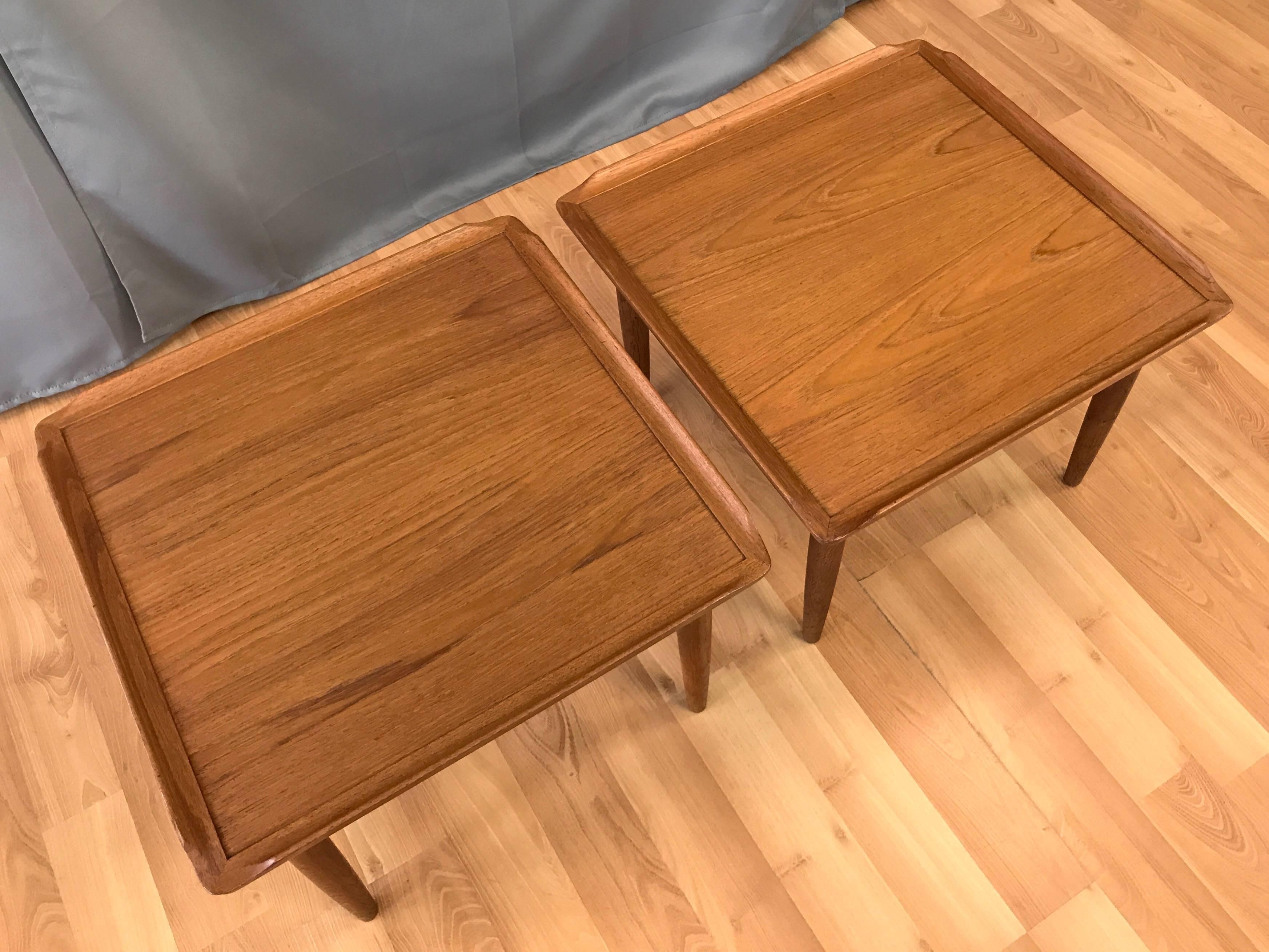 Danish Pair of Kurt Østervig for Jason Møbler Teak and Oak Side Tables For Sale