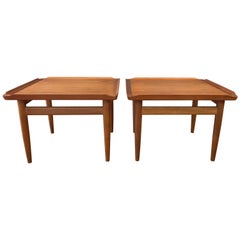 Pair of Kurt Østervig for Jason Møbler Teak and Oak Side Tables