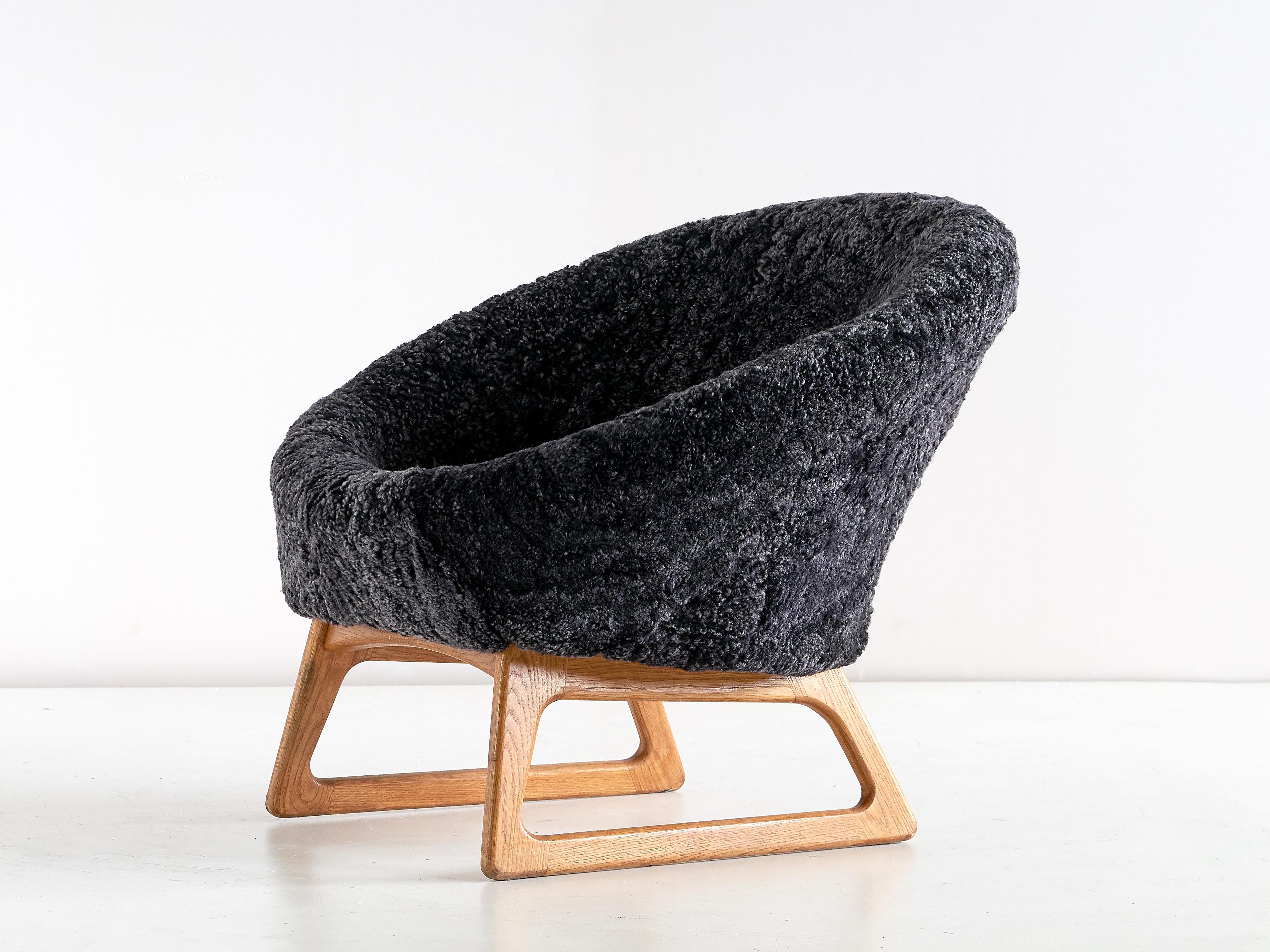 Pair of Kurt Østervig Sheepskin Lounge Chairs, Rolschau Møbler, Denmark, 1958 For Sale 7