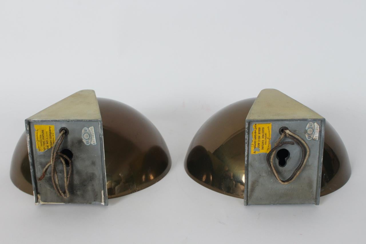 Coppia di lampade Kurt Versen in ottone e bronzo antico, anni '30 in vendita 10
