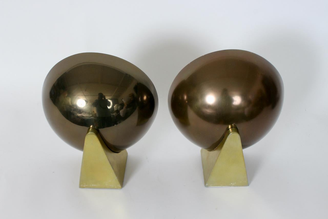 Art Déco Coppia di lampade Kurt Versen in ottone e bronzo antico, anni '30 in vendita