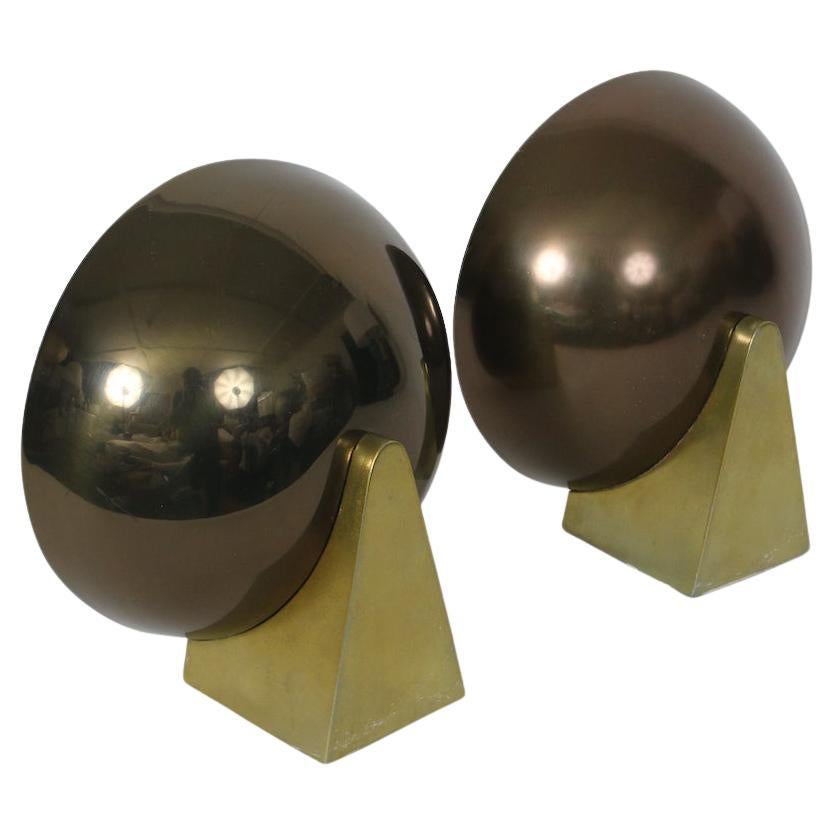 Coppia di lampade Kurt Versen in ottone e bronzo antico, anni '30 in vendita
