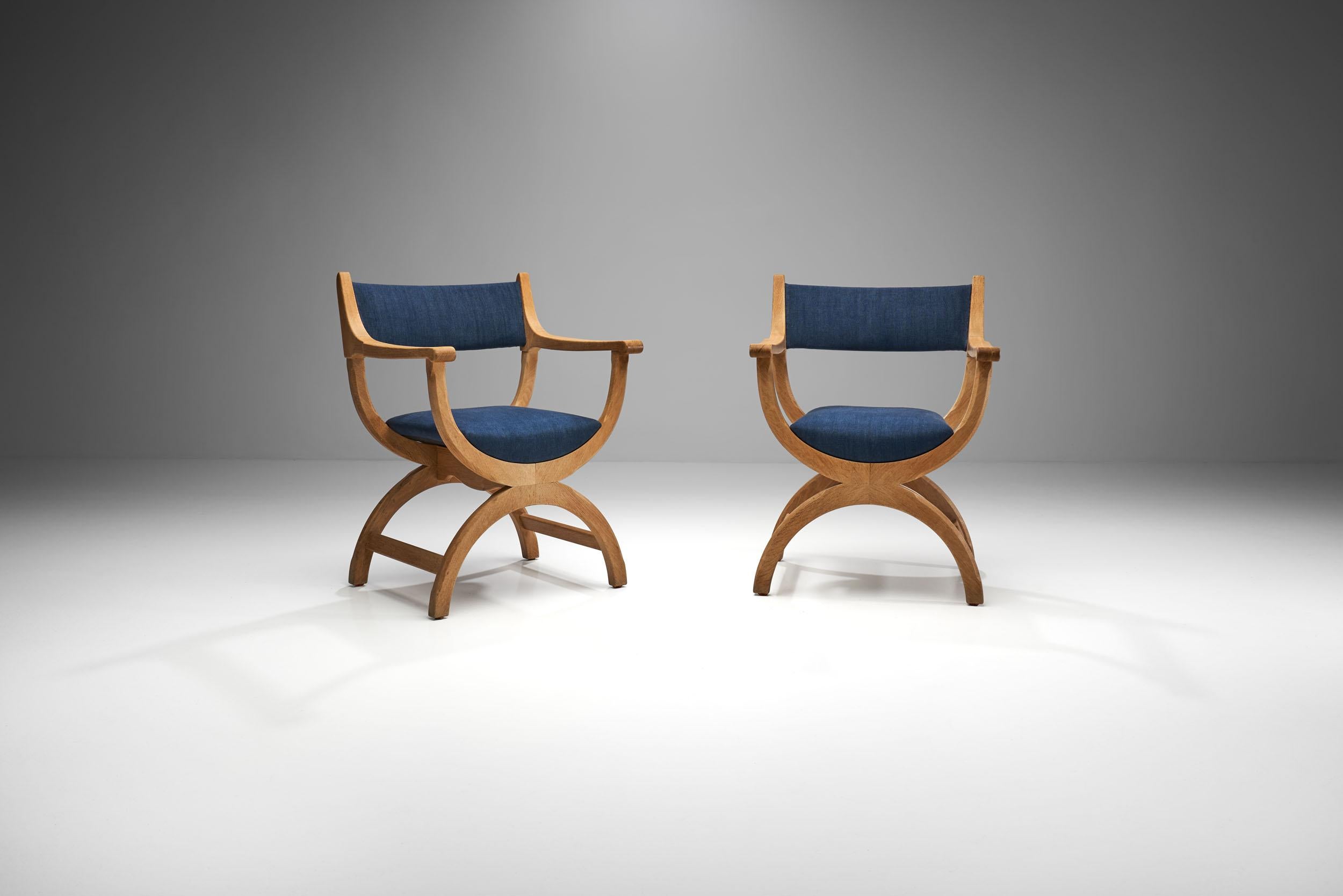 Scandinavian Modern Pair of Kurul Chairs by Henning Kjærnulf for EG Kvalitetsmøbel, Denmark 1960s