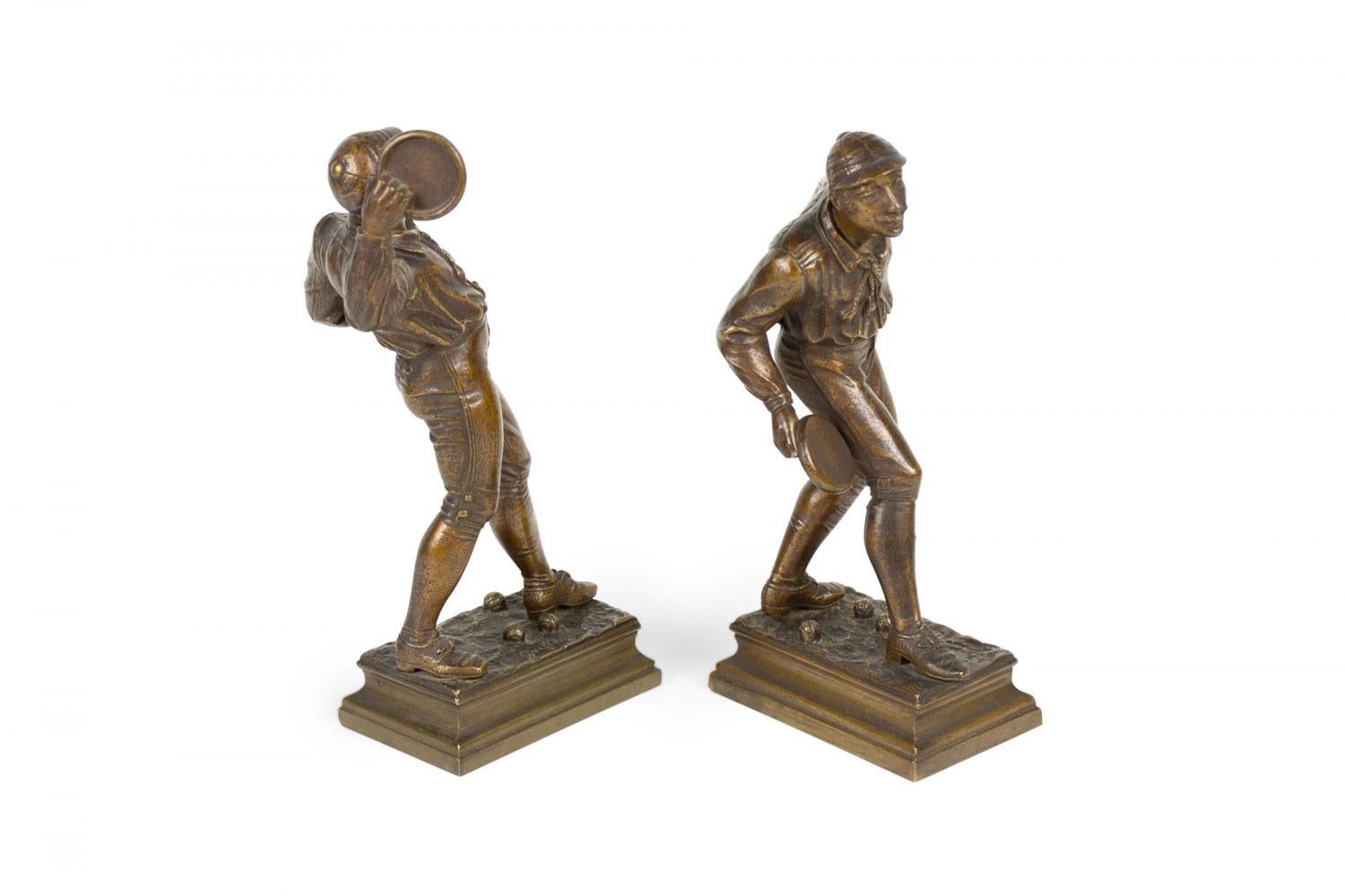 XIX secolo Pair of L. Guillemin Bronze Sports Figures in vendita