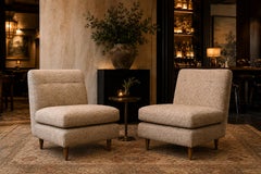 Pair of “L” Lounge Chairs in Caviúna & Textured Bouclé by Joaquim Tenreiro, 1958