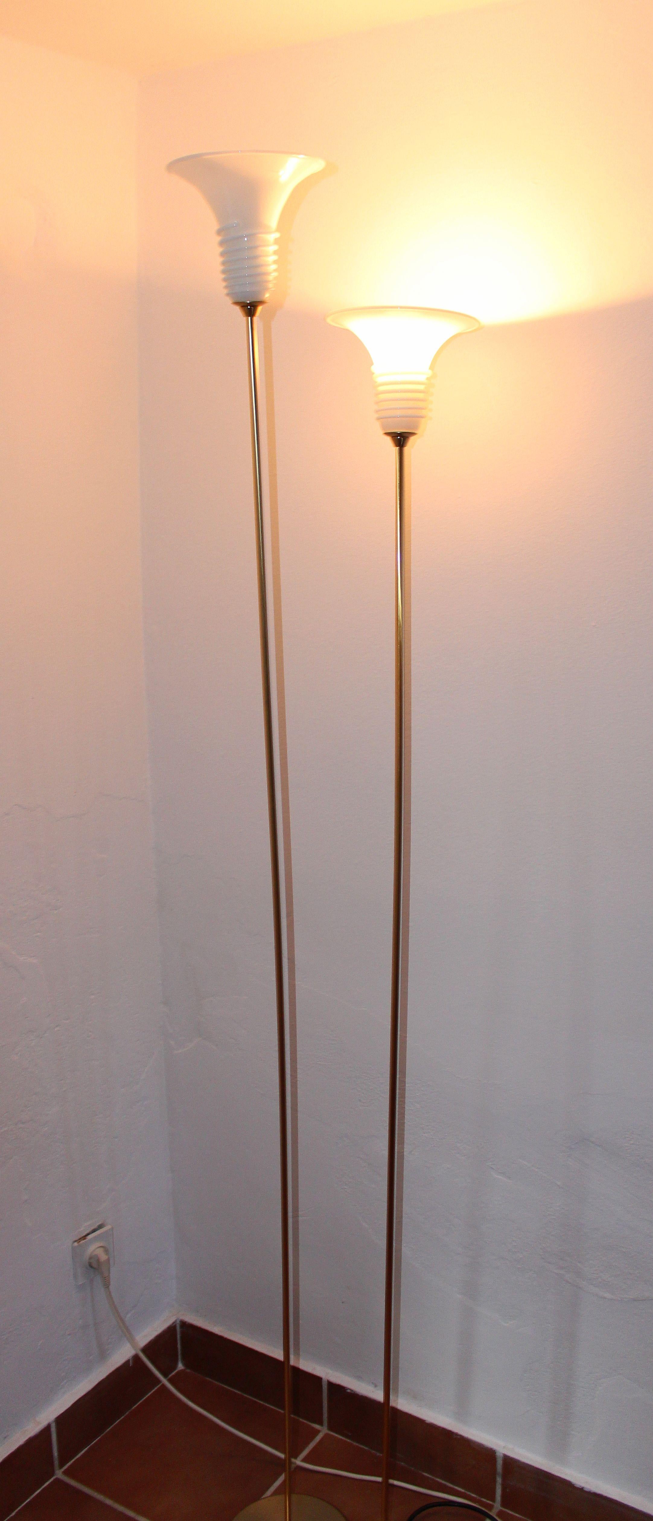 Mid-Century Modern Pair of La Murina Brass Floor Lamps For Sale