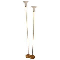 Retro Pair of La Murina Brass Floor Lamps