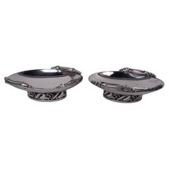 Pair of La Paglia American Sterling Silver Blossom-Inspired Nut Dishes