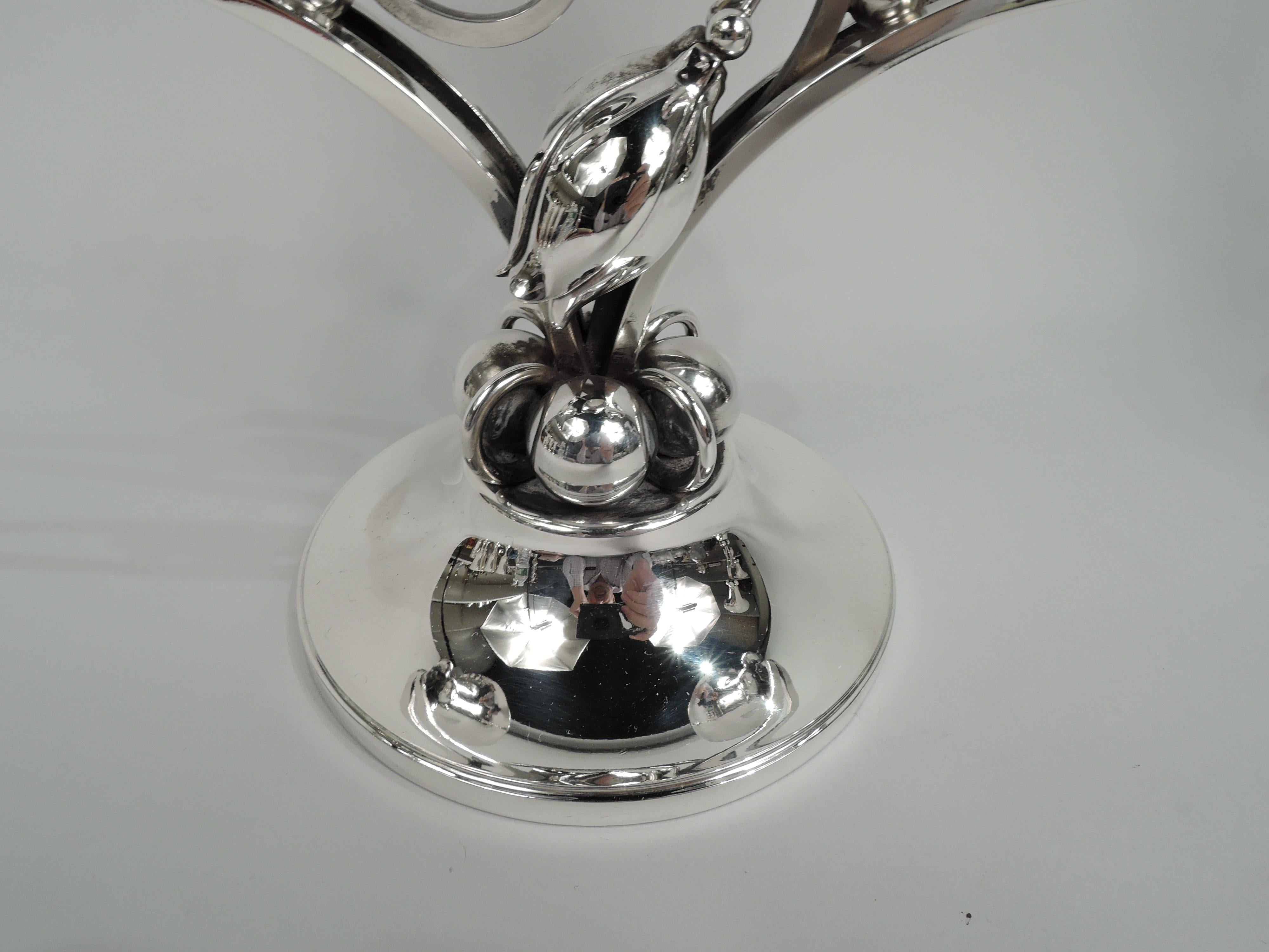 Sterling Silver Pair of La Paglia for International Mid-Century Modern Candelabra For Sale