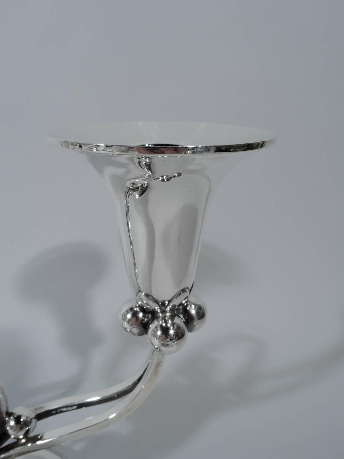 Mid-Century Modern Pair of La Paglia-Style Sterling Silver Two-Light Candelabra