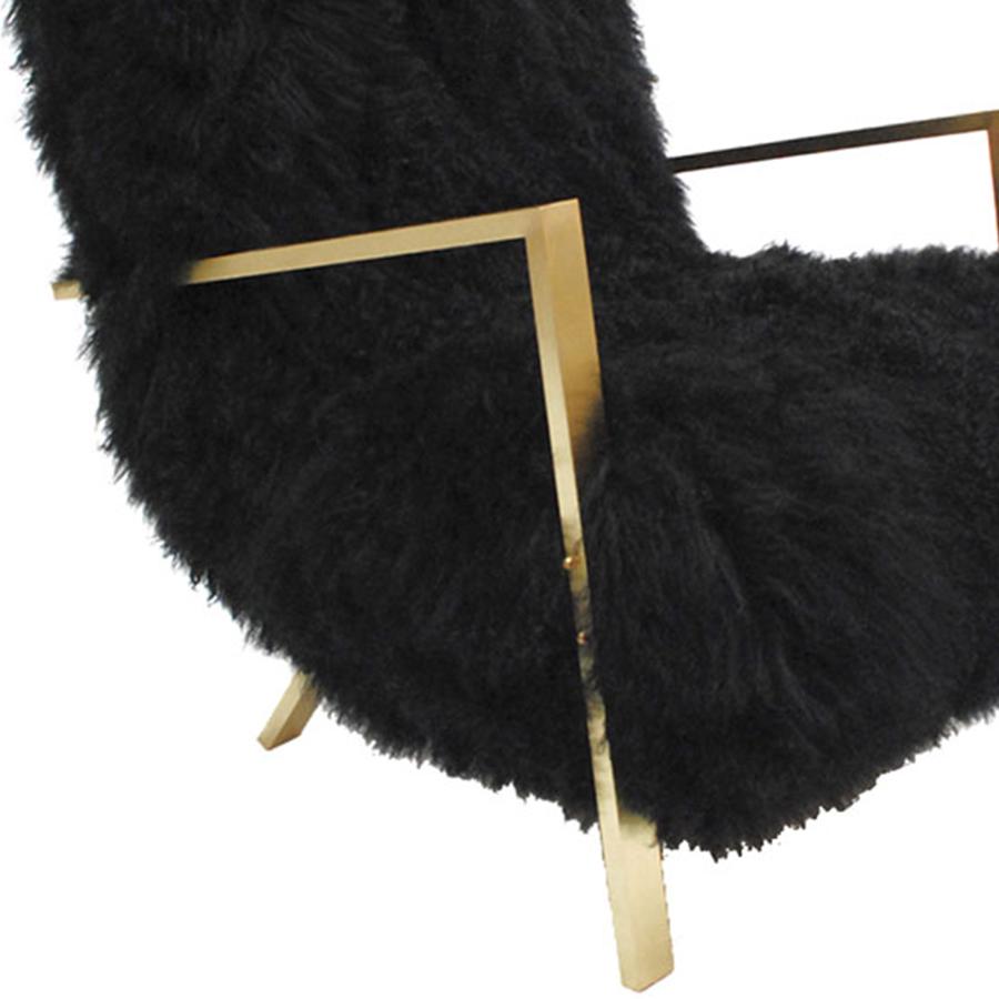 Ein Paar L.A. Studio Contemporary Modern Schwarze Mongolische Ziege Italienische Sessel im Angebot 1