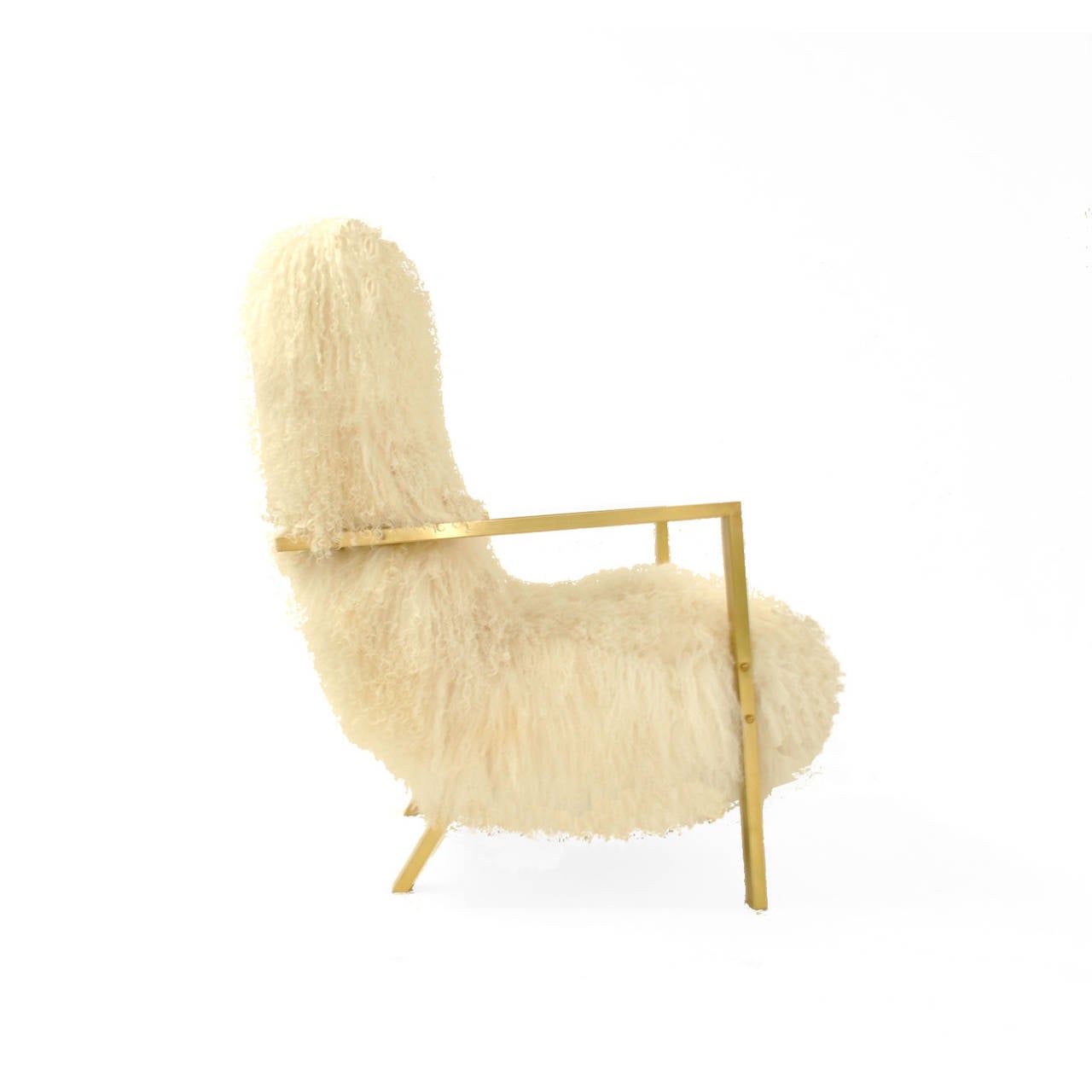 Ein Paar L.A. Studio Contemporary Modern Weiß Mongolian Goat Italian Armchairs im Zustand „Gut“ im Angebot in Madrid, ES