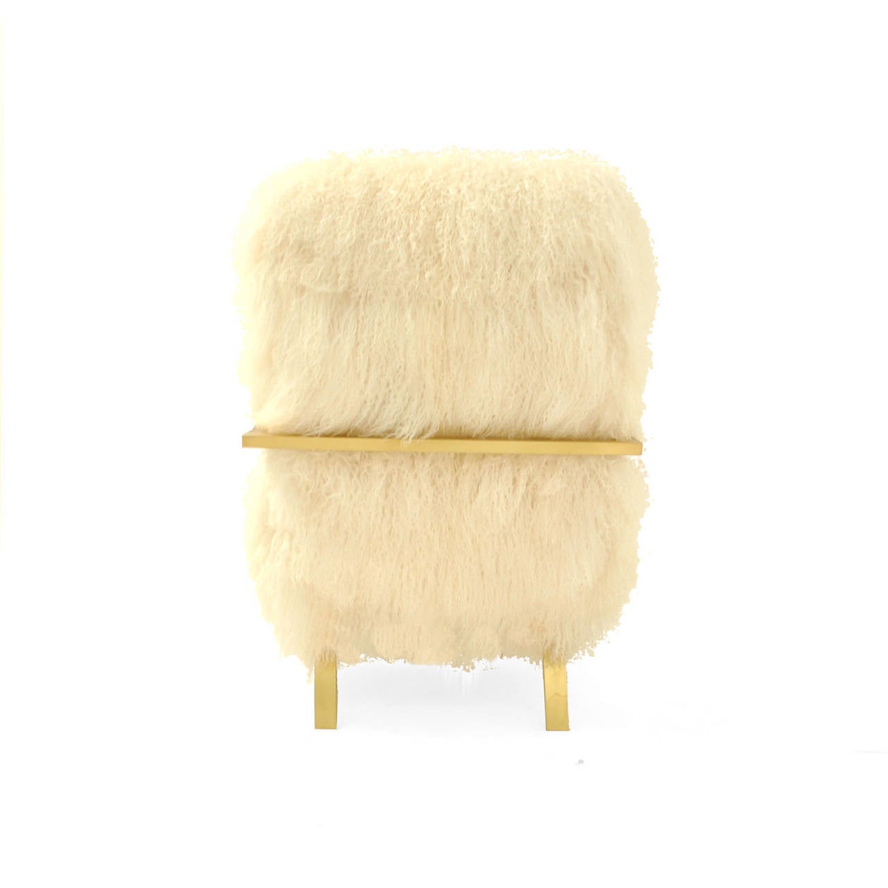 Pair of L.A. Studio Contemporary Modern White Mongolian Goat Italian Armchairs In Good Condition For Sale In Madrid, ES
