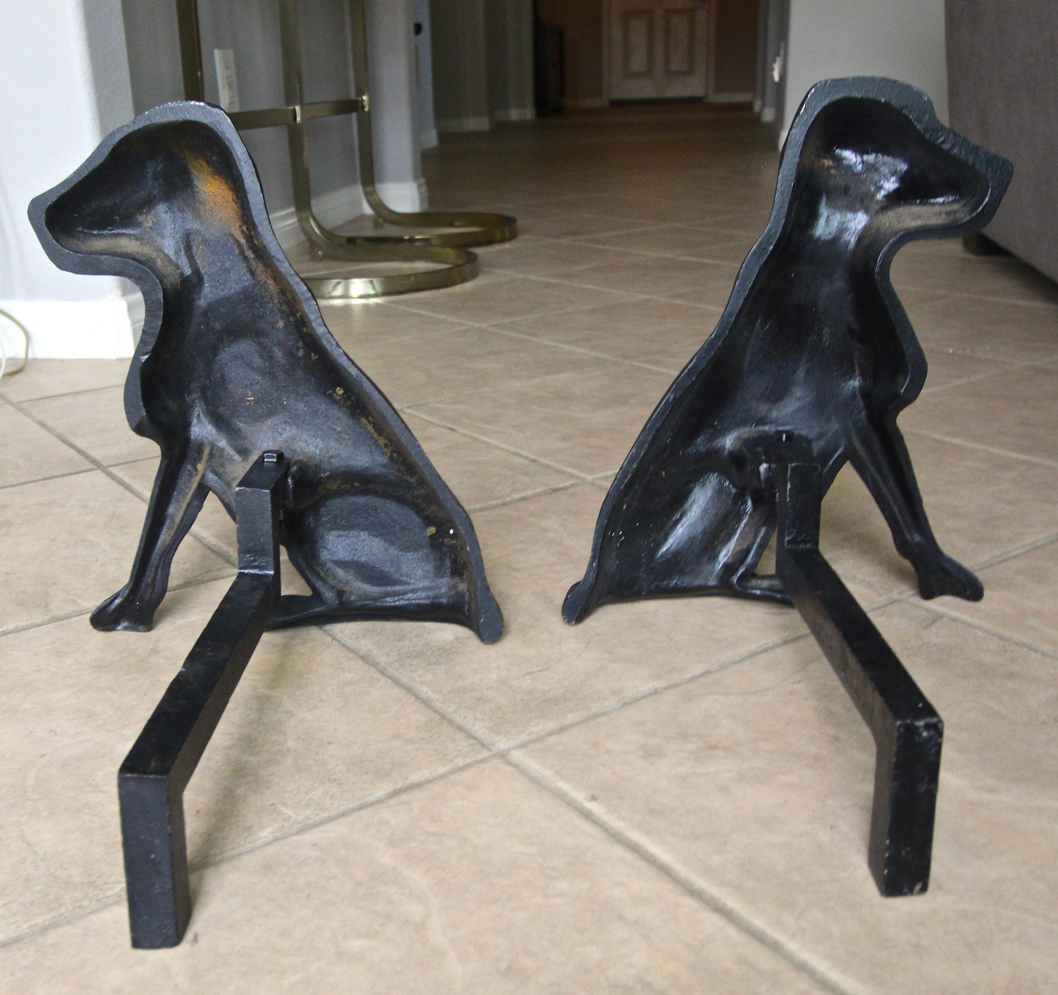 Pair of Labrador Dog Fireplace Andirons 3