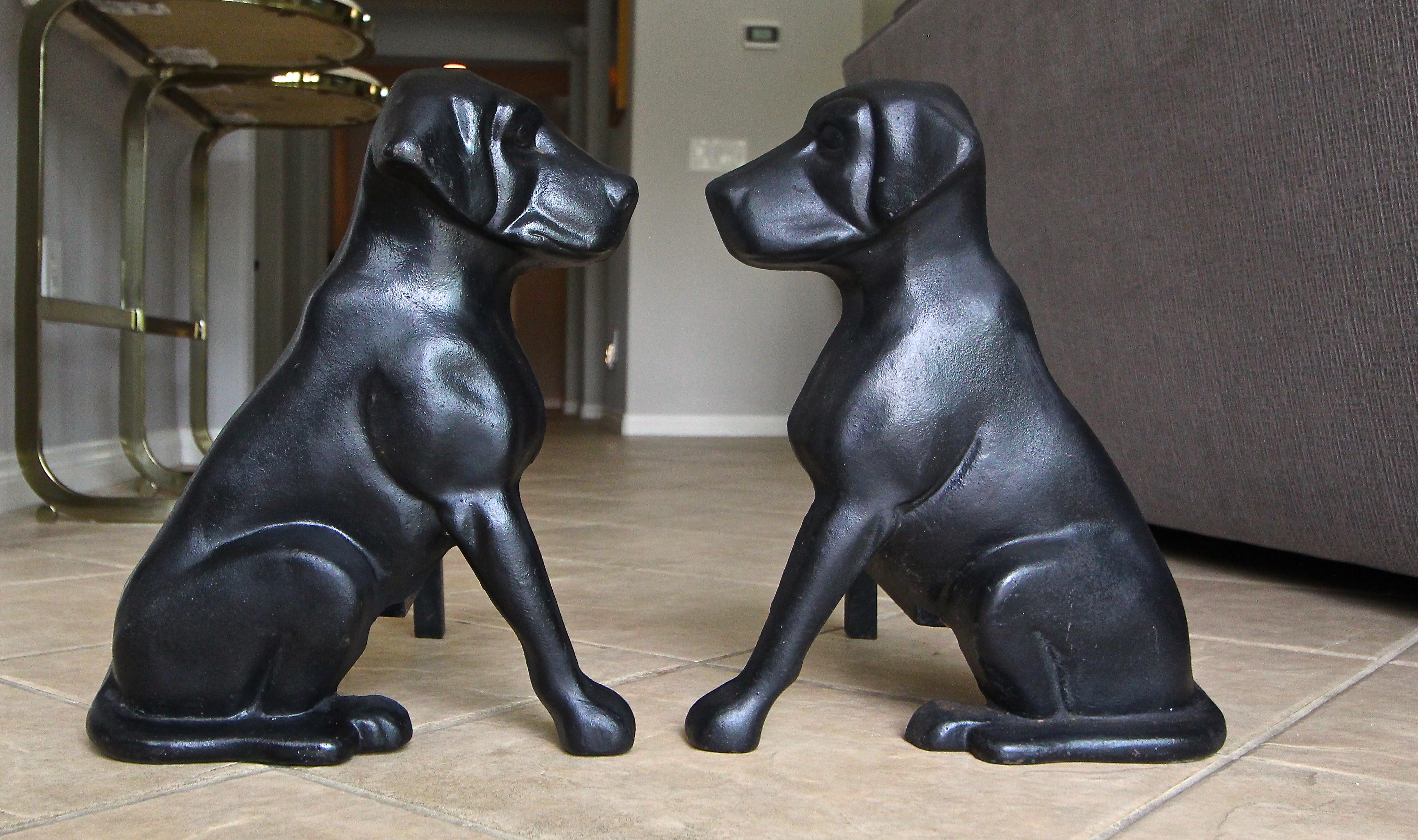 Pair of Labrador Dog Fireplace Andirons 5