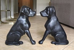 Pair of Labrador Dog Fireplace Andirons