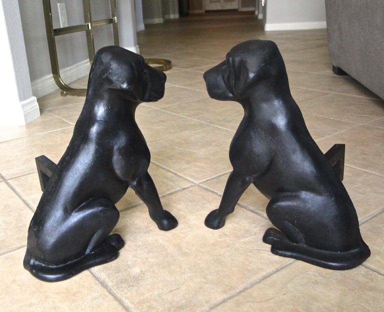 Pair of Labrador Dog Fireplace Andirons at 1stDibs
