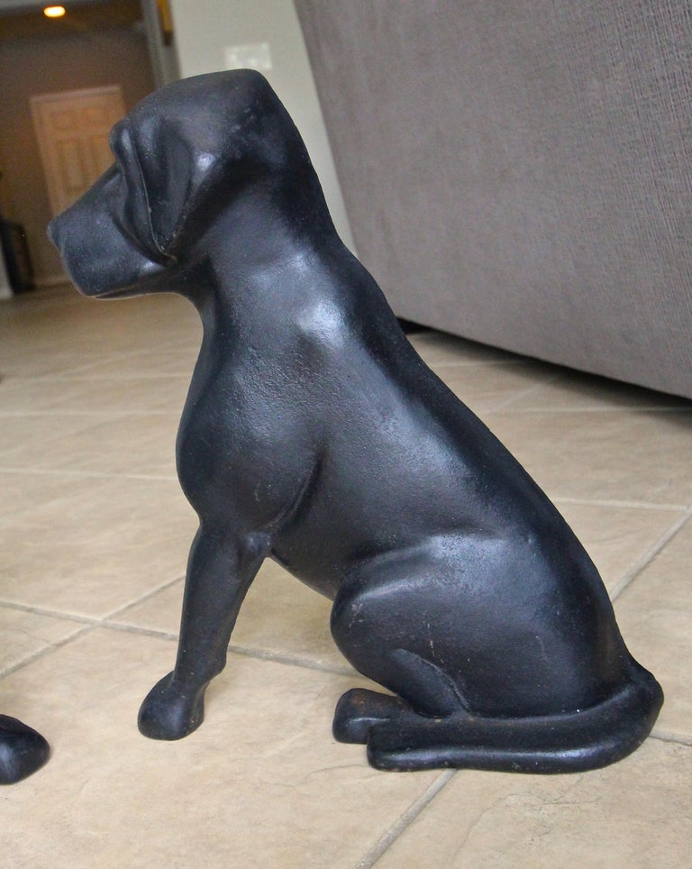 Pair of Labrador Dog Fireplace Andirons at 1stDibs