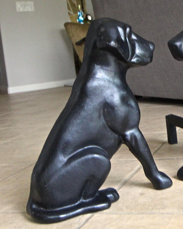 Pair of Labrador Dog Fireplace Andirons at 1stDibs