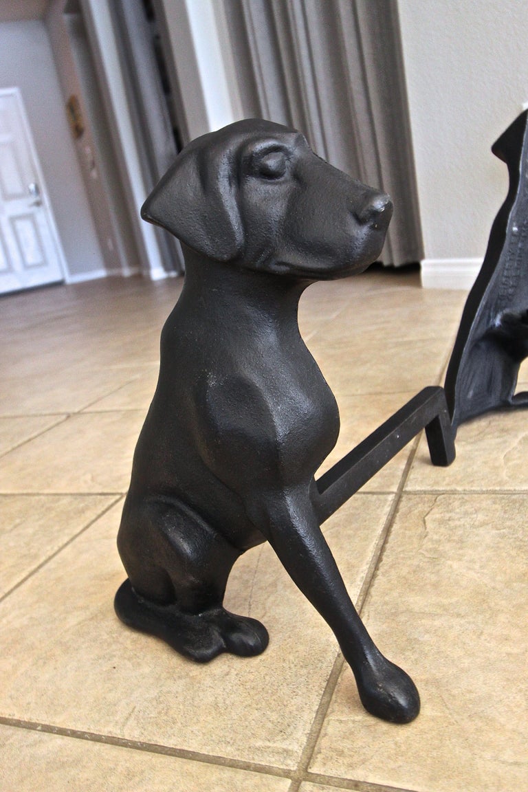 Pair of Labrador Dog Fireplace Andirons at 1stDibs