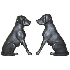 Pair of Labrador Dog Fireplace Andirons