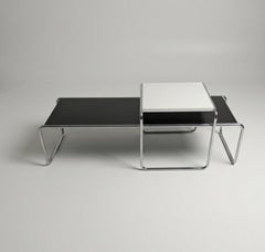 Pair of Laccio low tables by marcel Breuer for Gavina 60s, 70s