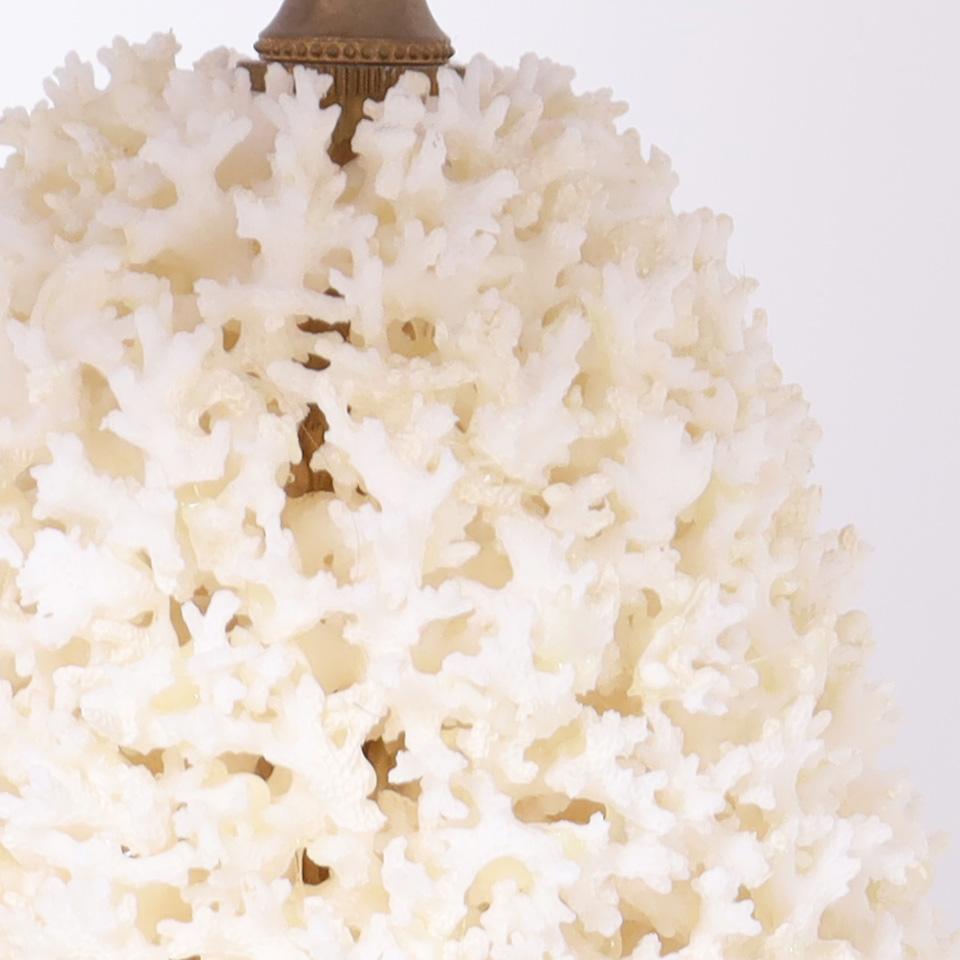 Solomon Islands Pair of Lace Coral Table Lamps For Sale