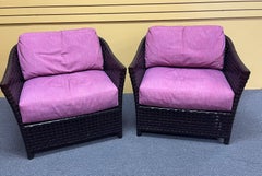 Pair of Laced Rawhide Lounge Chairs form the Antalya Collection by McGuire