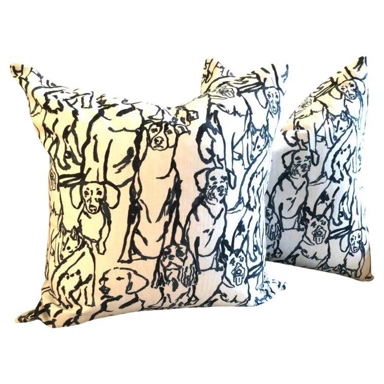 Coppia di cuscini Lacefield Designs Best Friends in Blue
White