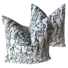 Pareja de cojines "Bestfriends "in Iris de Lacefield Textiles