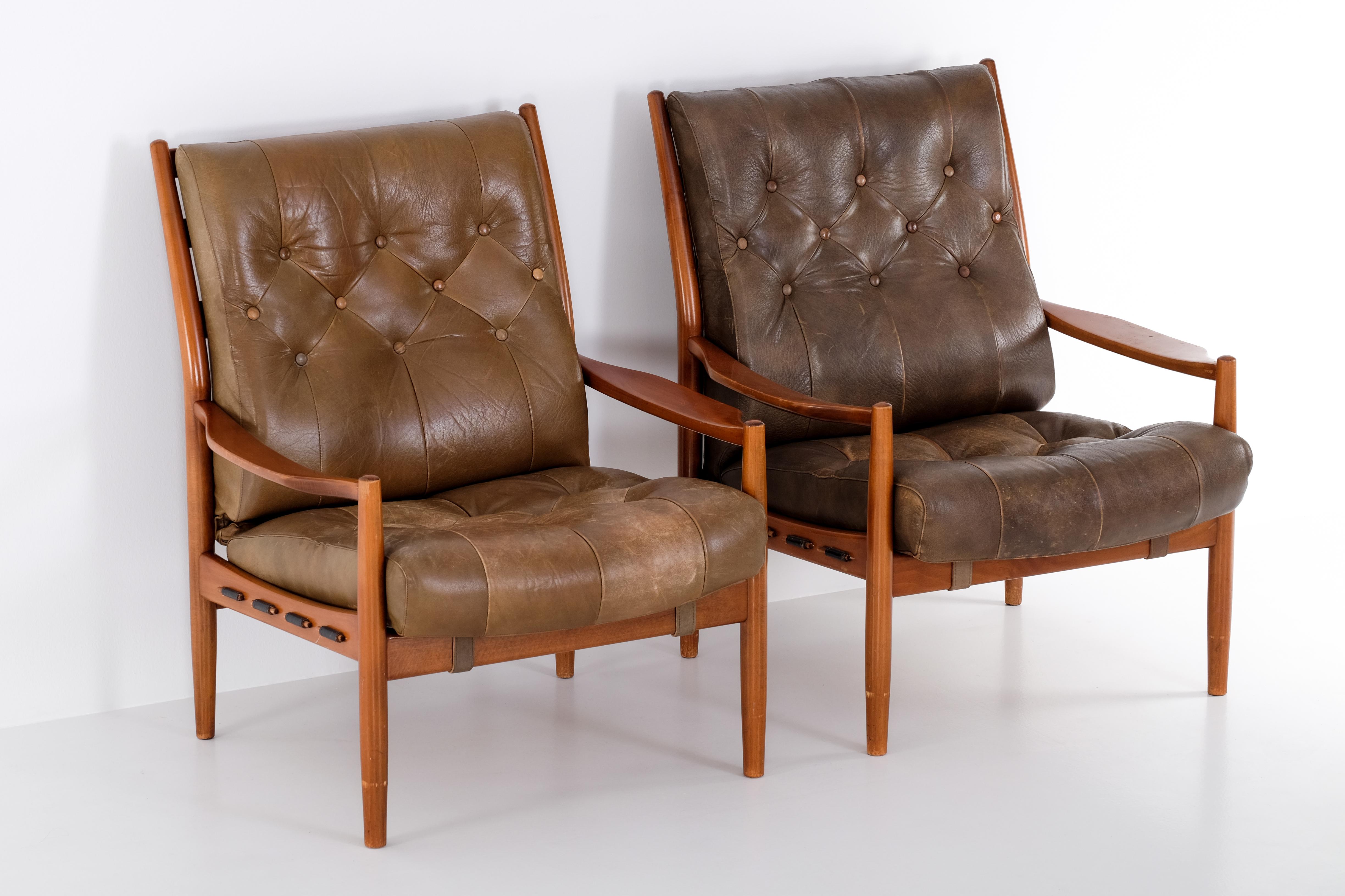 Swedish Pair of 'Läckö' Easy Chairs by Ingemar Thillmark, 1960s For Sale