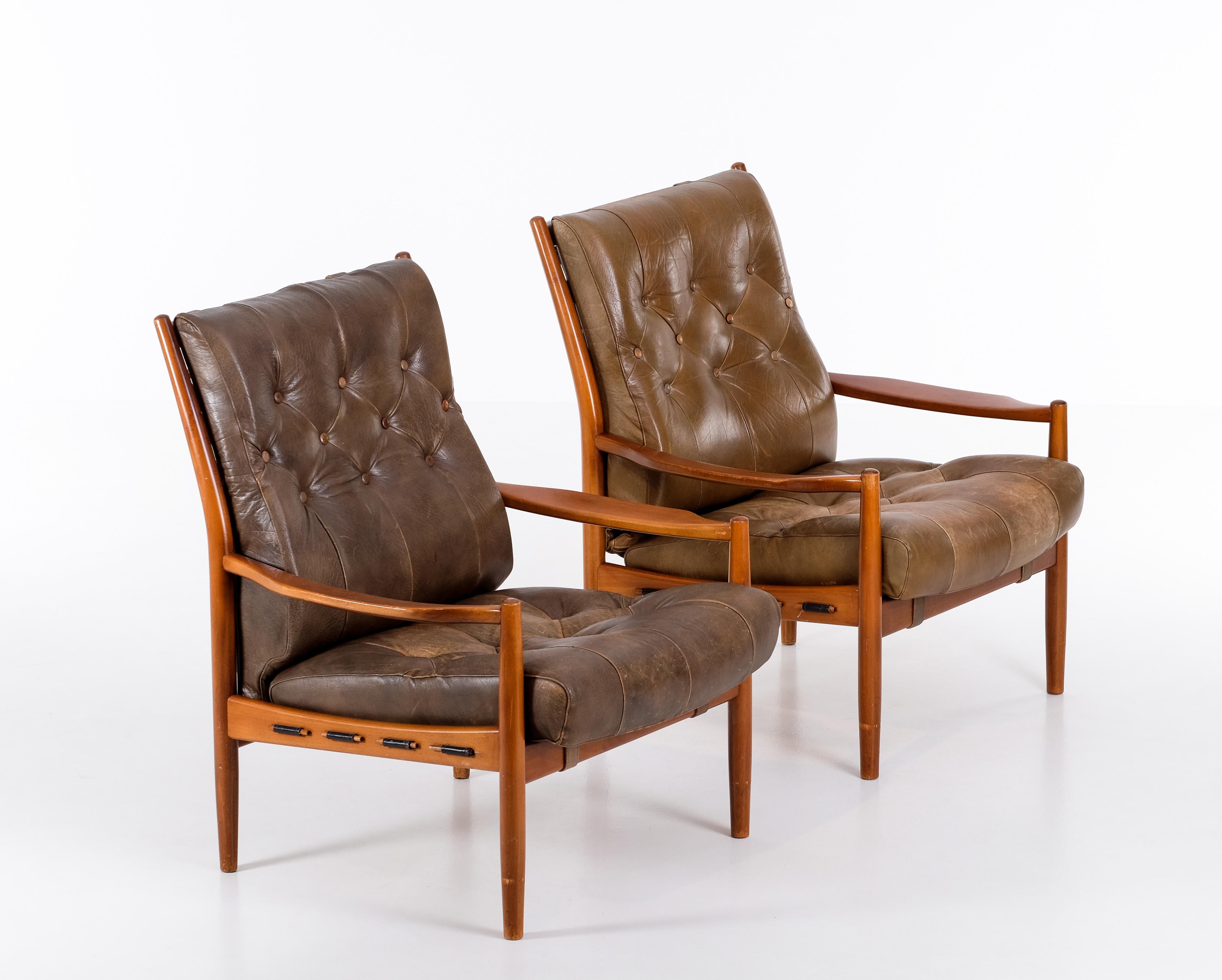 Mid-20th Century Pair of 'Läckö' Easy Chairs by Ingemar Thillmark, 1960s For Sale