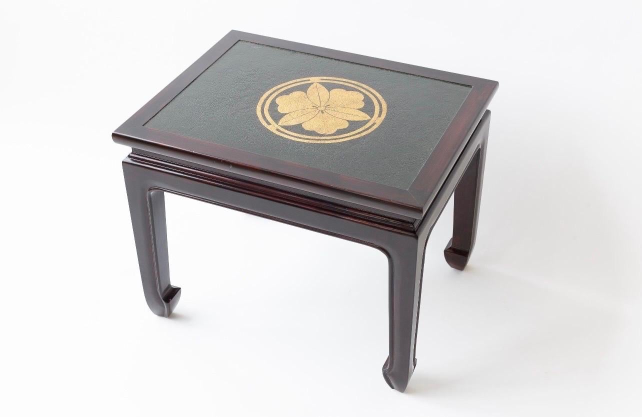 Pair of Lacquer Coffee Tables with Antique Japanese Leather Tops For Sale 4