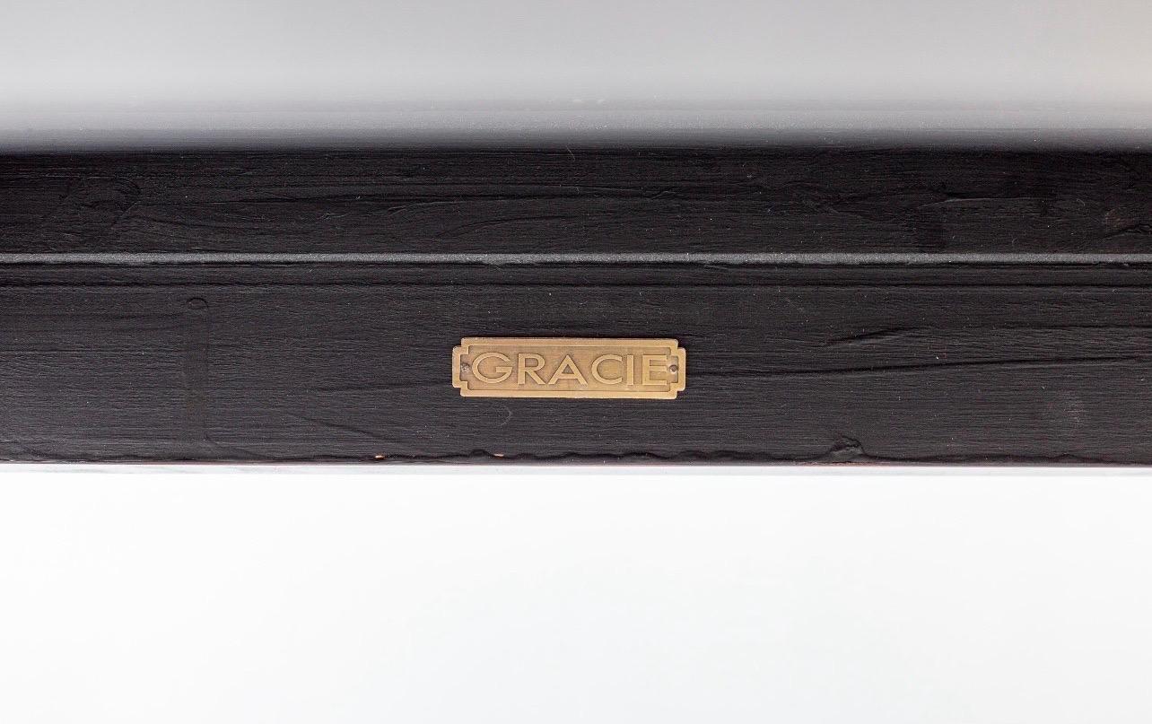 Contemporary Pair of Lacquer Coffee Tables with Antique Japanese Leather Tops For Sale