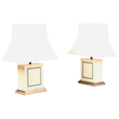 Pair of Lacquer Wood and Metal Table Lamp
