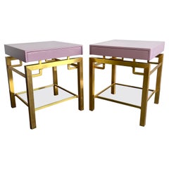 Pair of Lacquered and Brass Nightstands by Guy Lefevre, France, 1970s