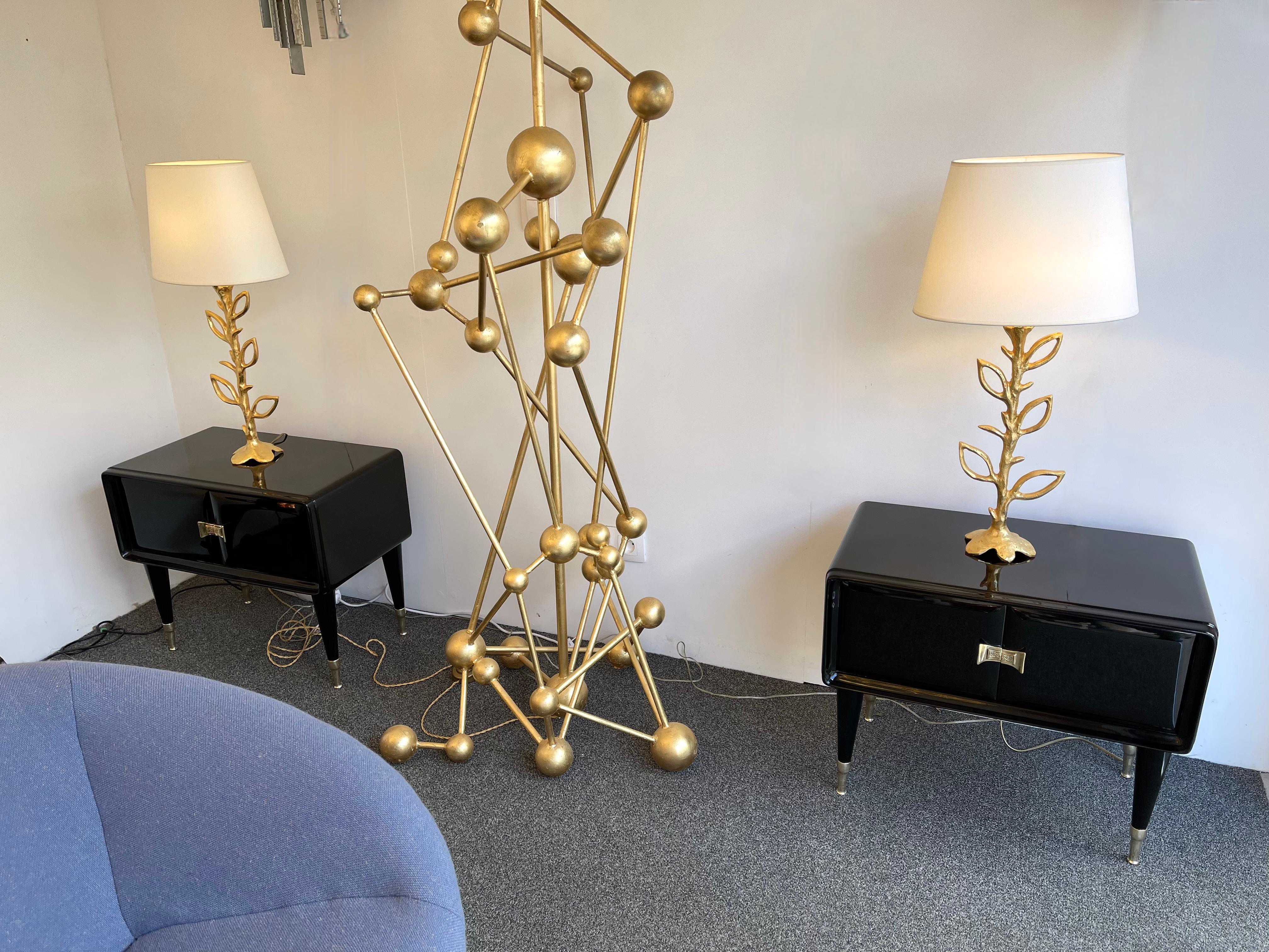 Pair of Lacquered and Brass Nightstands by Vittorio Dassi, Italy, 1950s 6