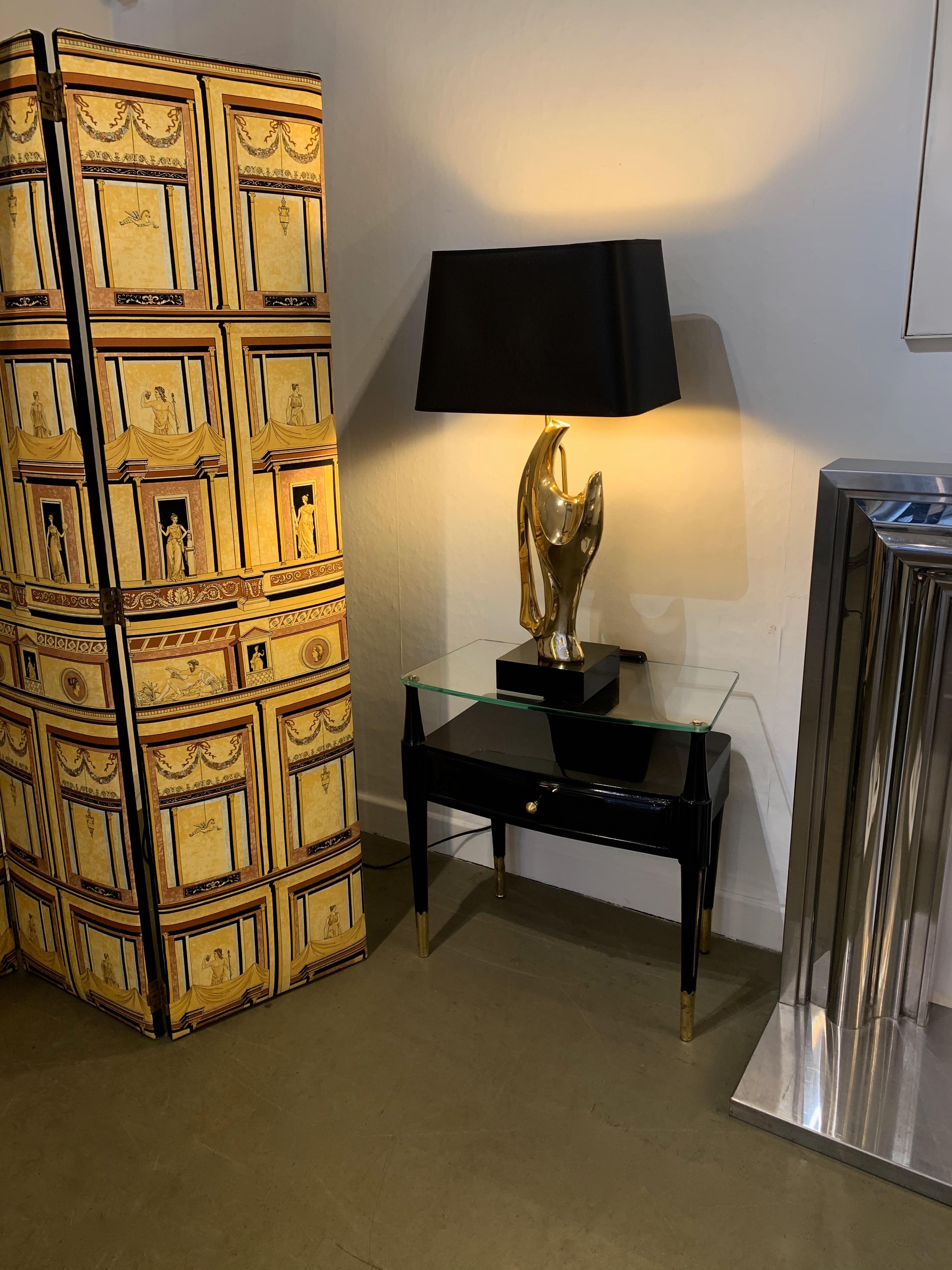 Pair of Lacquered and Brass Side Table, Italy, 1950s 5