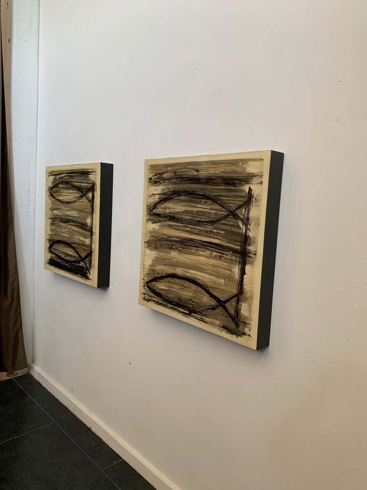 Pair of lacquered and painted box-wood Panels, 2009 In Excellent Condition For Sale In Montelabbate, PU