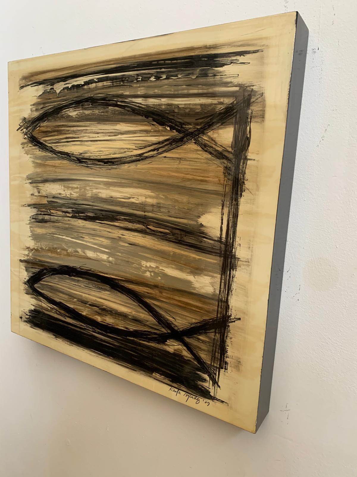 Contemporary Pair of lacquered and painted box-wood Panels, 2009 For Sale