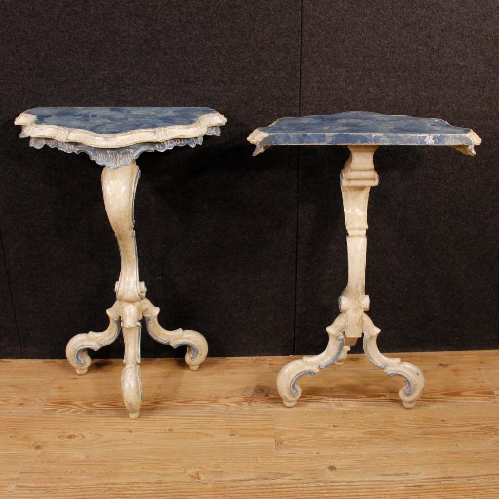 Pair of Lacquered and Painted Venetian Consoles, 20th Century In Good Condition For Sale In London, GB