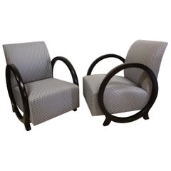 Pair of Lacquered Art Deco Armchairs 