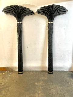 Pair of Lacquered Art Deco Palm Torcheres in the Style of Serge Roche
