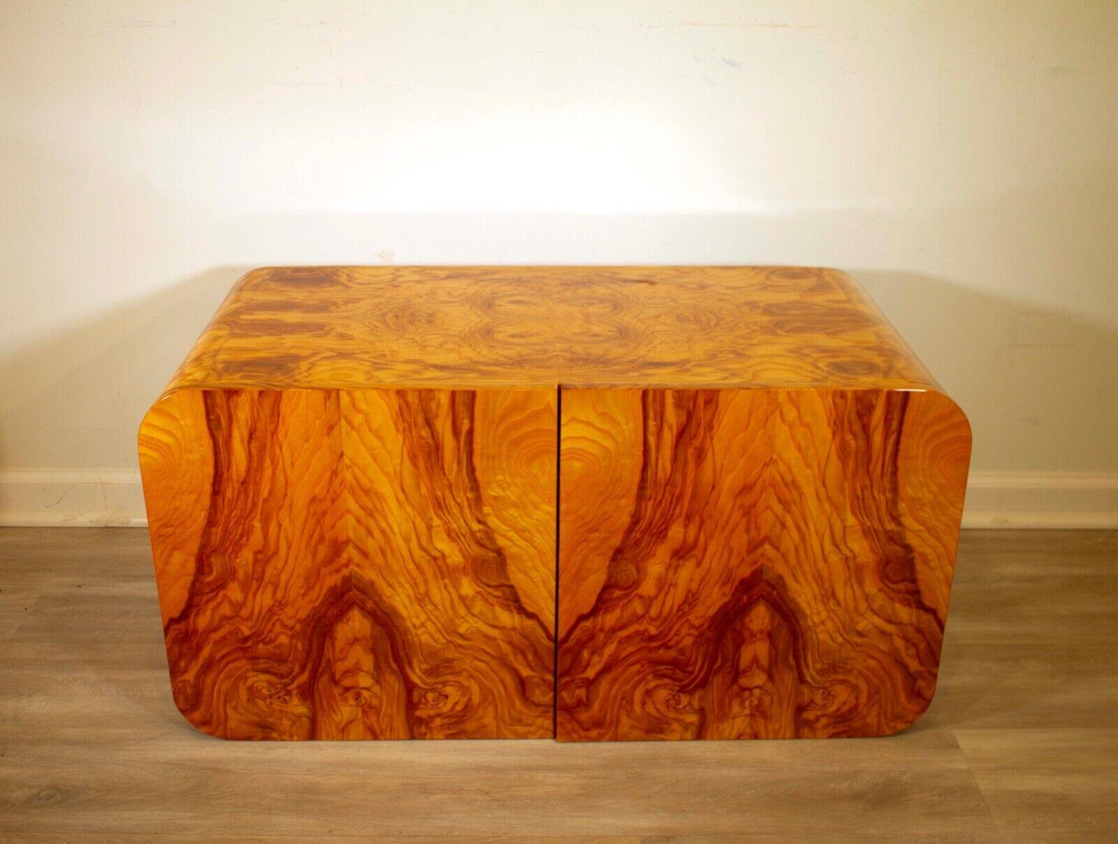 Pair of Lacquered Burlwood Floating Night Stands Vintage Mid