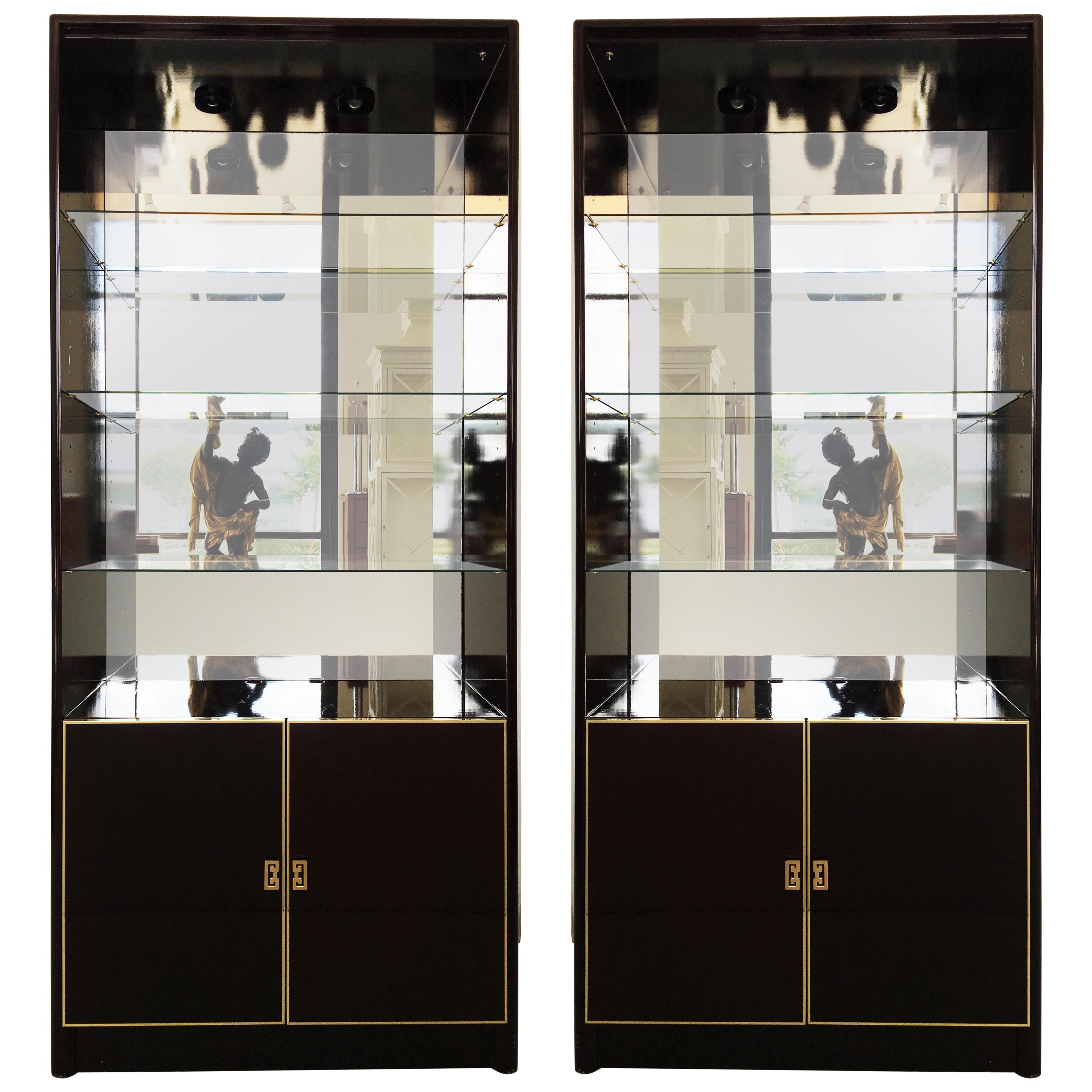Pair of Lacquered China Cabinets Vitrines by Maison Jansen For Sale
