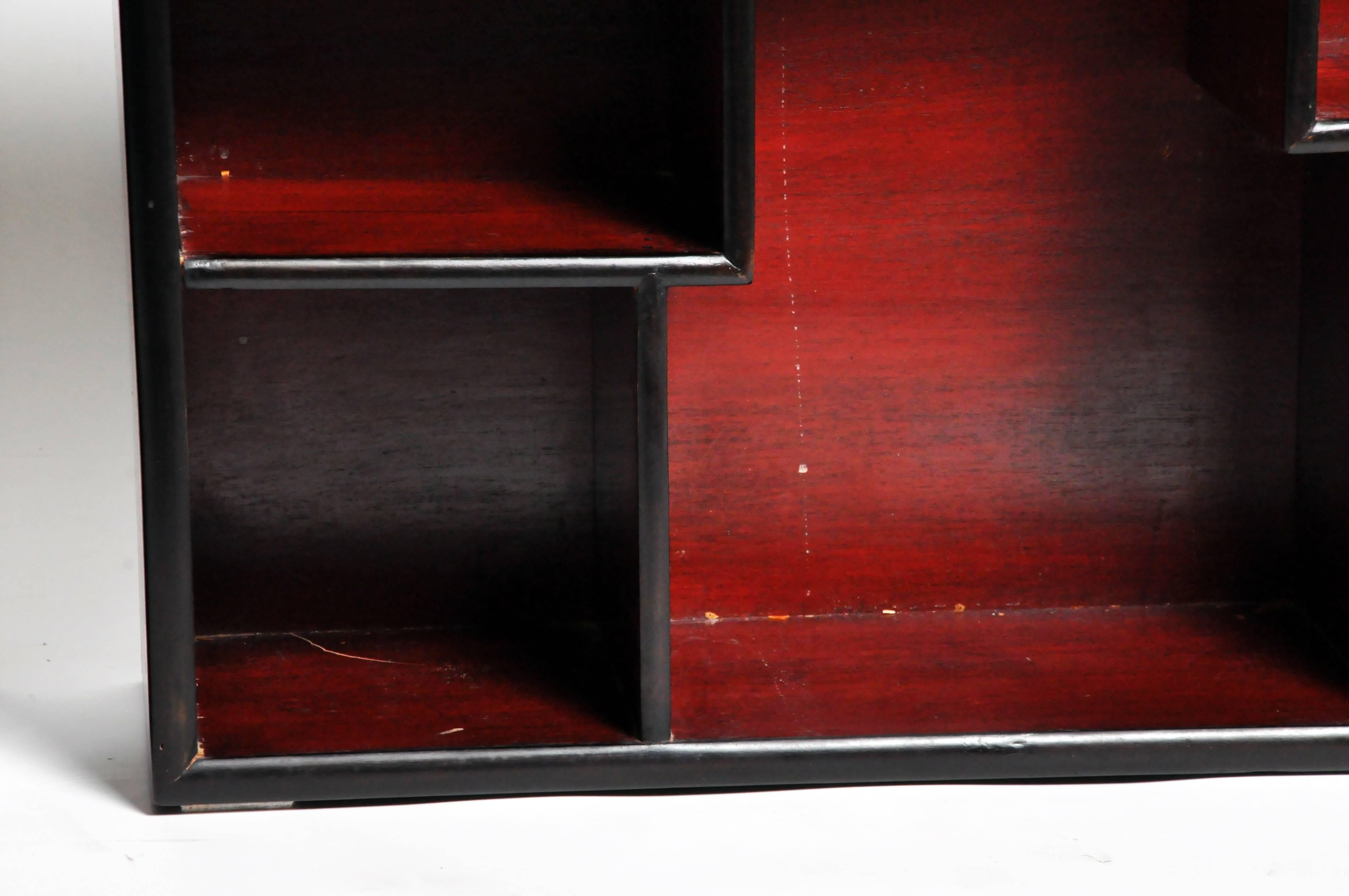 Pair of Lacquered Chinese Book Shelf Cabinets with One Drawer 4