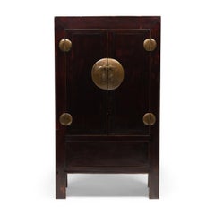 Pair of Lacquered Chinese Square Corner Cabinets, c. 1900