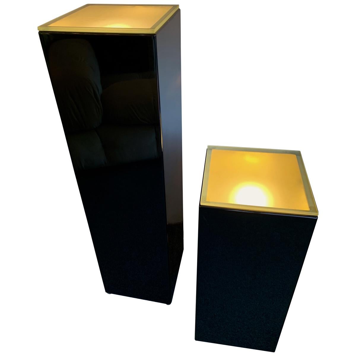Pair of Lacquered Column Lamp by Guy Lefevre, France, 1970s